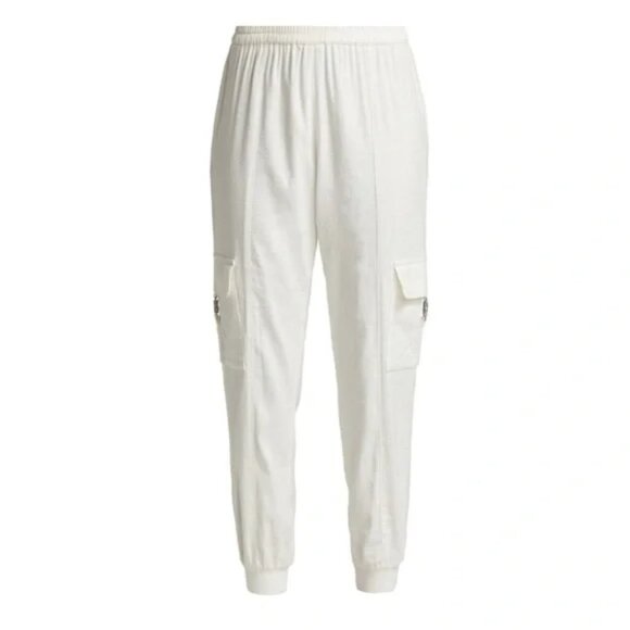 NEW Alice + Olivia Women's Neta Cargo Pants in White Size Medium - Picture 7 of 14